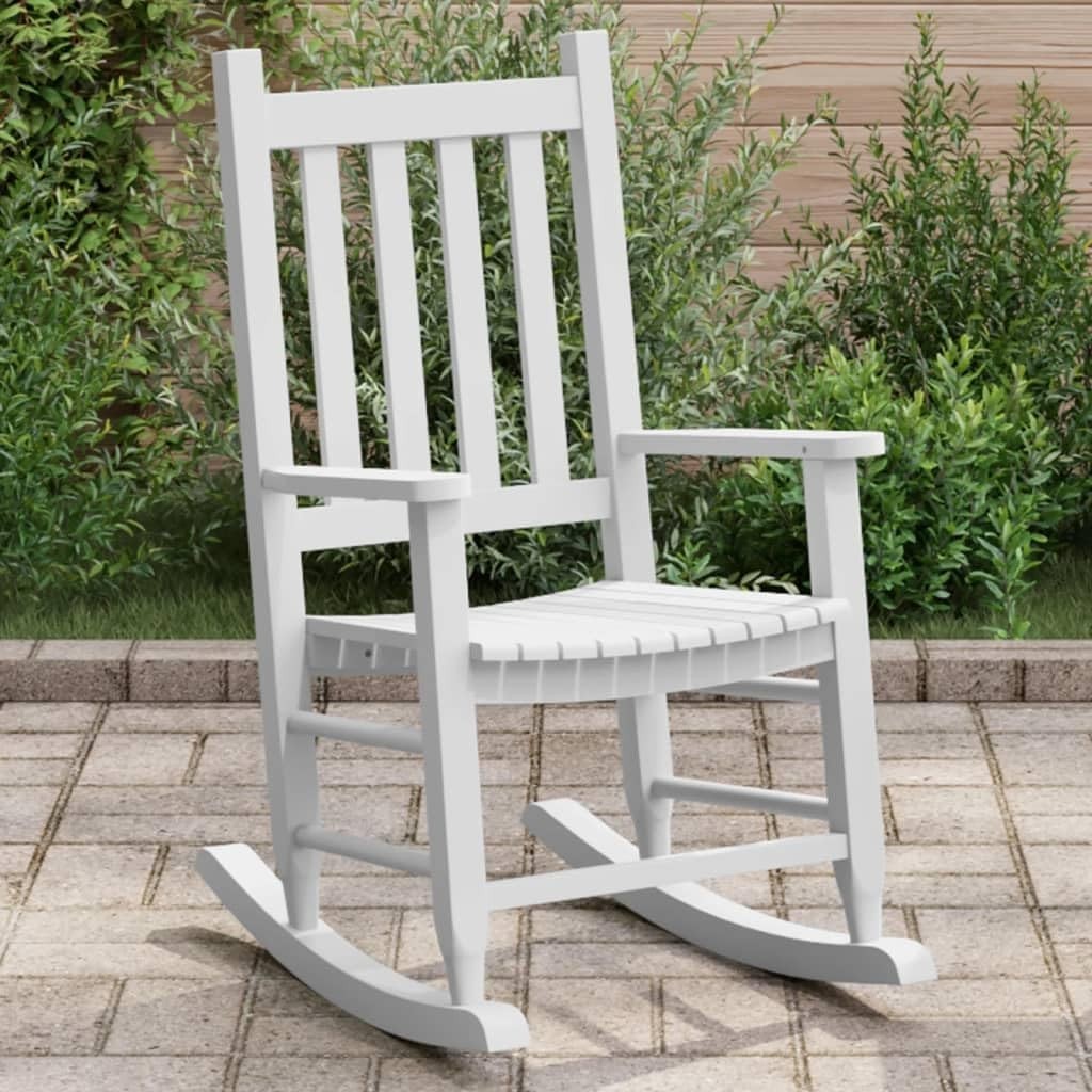 Rocking Chair for Kids Indoor/Outdoor - White Solid Wood, Safe & Durable