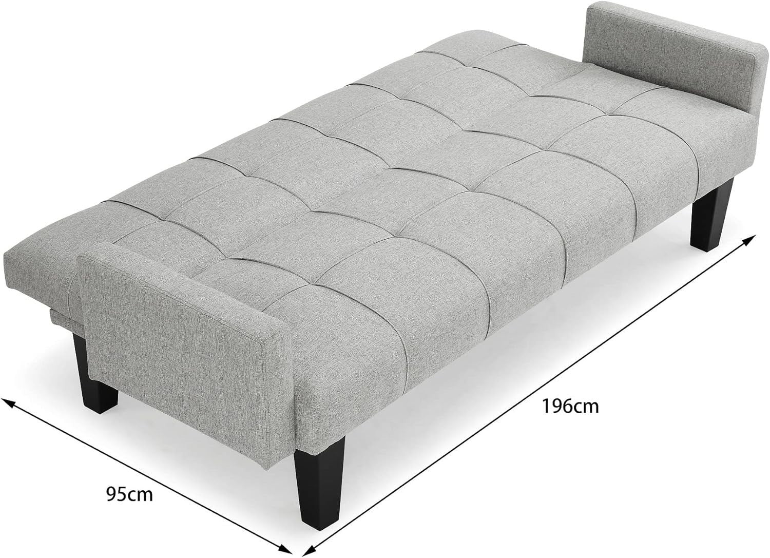 3 Seater Sofa Bed Light Grey Tufted Recliner Clic Clac Guest Sleeper Couch