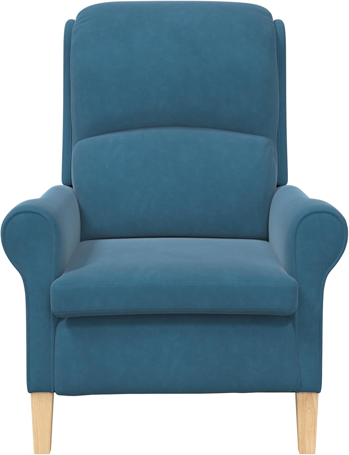 Blue Fabric Armchair Ergonomic Lounge Chair Soft Seat Wooden Legs