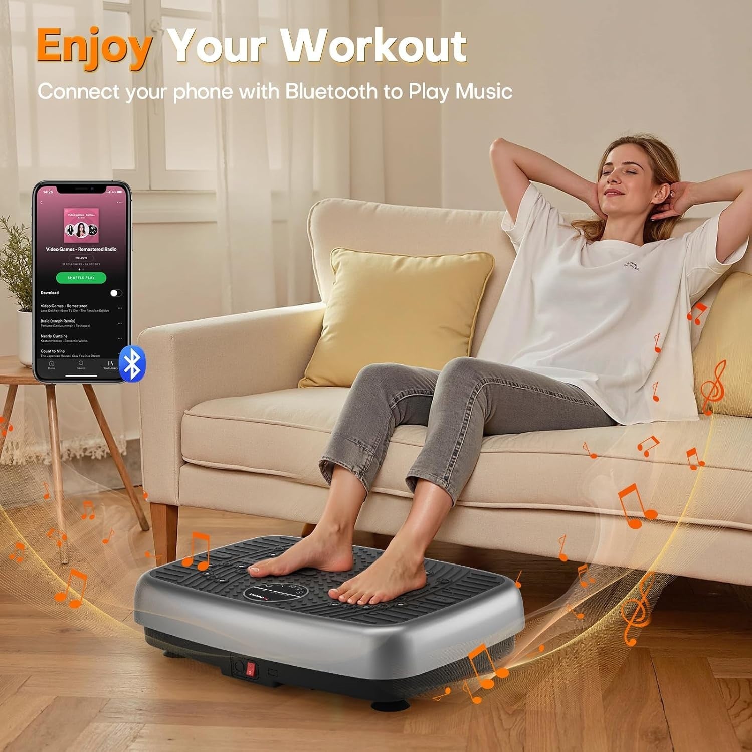 Dual Motor Vibration Plate Exercise Machine 120 Speeds 450LB Slim Body