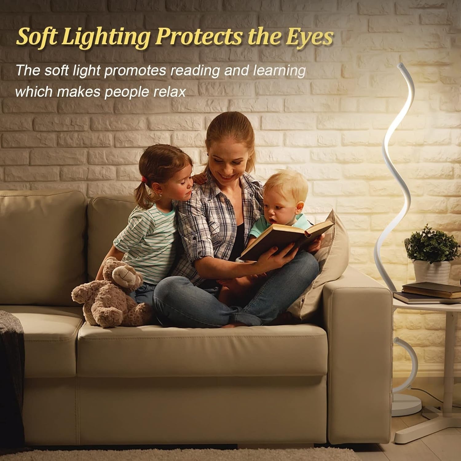 Modern Spiral LED Floor Lamp 150cm Dimmable 3-Color Remote Control