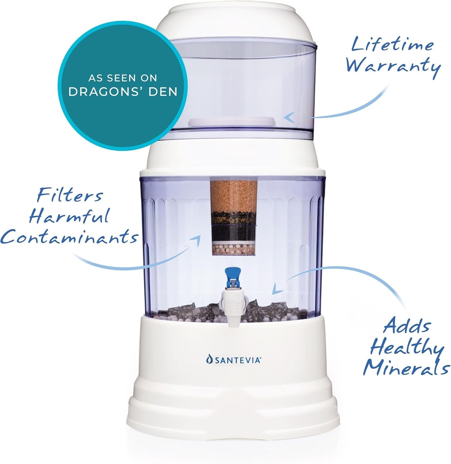 Gravity Water Filter System Alkaline Countertop Dispenser Fluoride Removal
