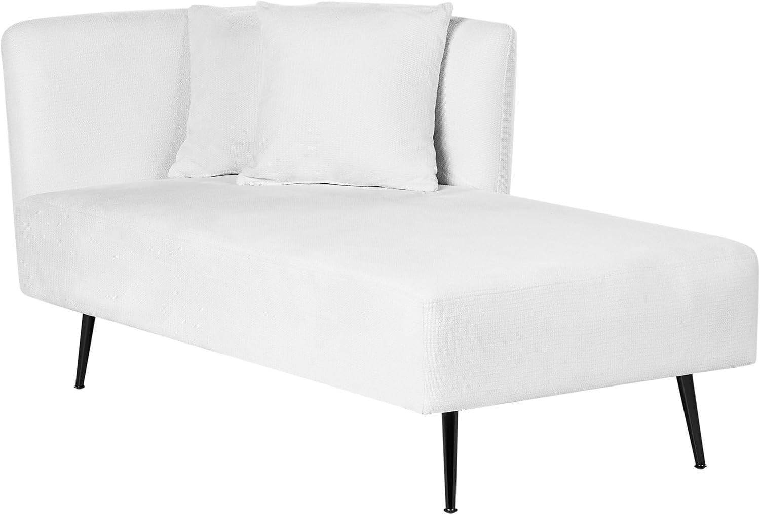 Modern Left Hand White Chaise Lounge Polyester Fabric Cushions Metal Legs
