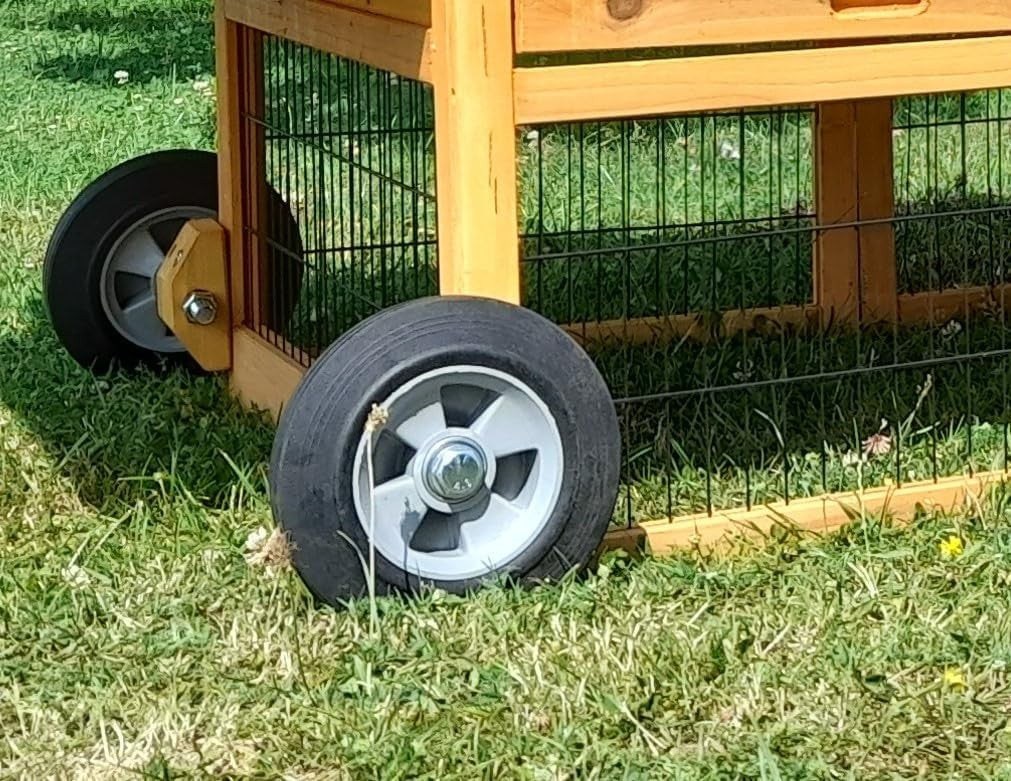 8FT XXL Portable Chicken Coop on Wheels 3mm Wire Run