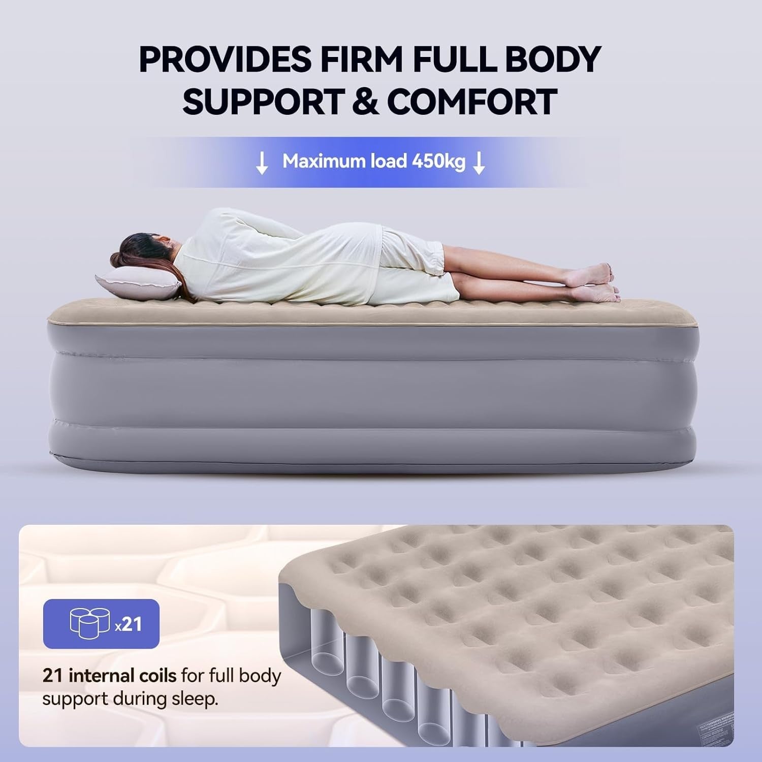 Double/King Air Mattress with Built-In Electric Pump – Inflatable Guest & Campin