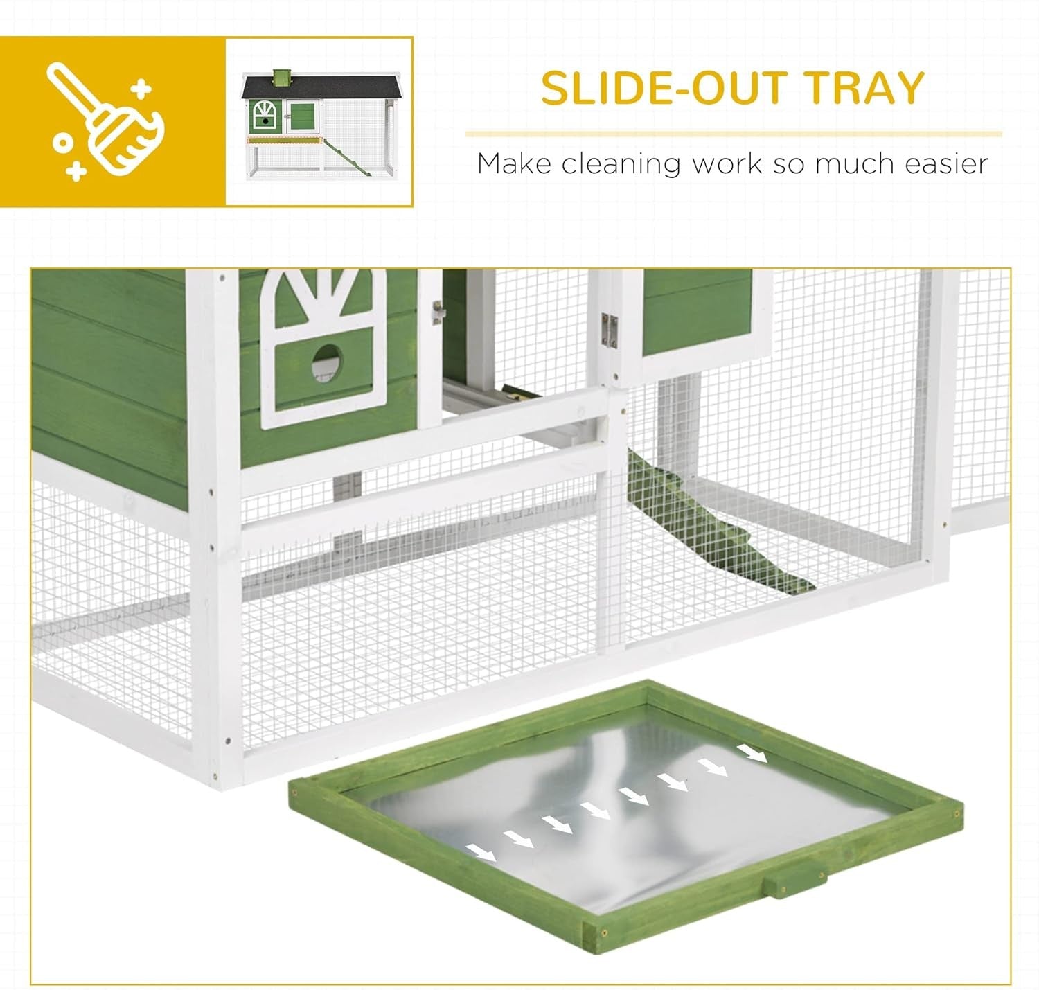 Large 2 Tier Rabbit Hutch with Run Outdoor Wooden Cage Ramp Tray