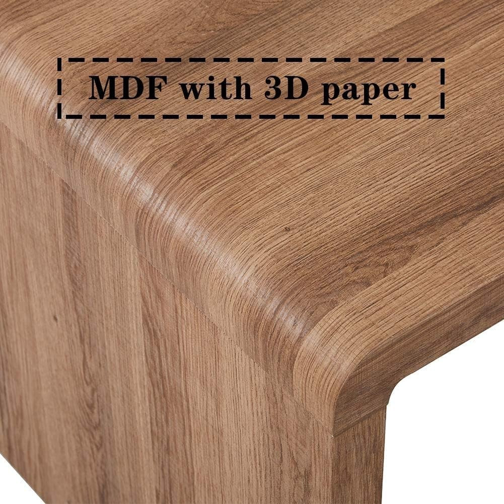 Brown Wood Style Coffee Table with Tempered Glass Shelf 100x45x45cm