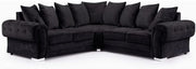 Black Large 5-Seater Suede Corner Sofa L-Shape with Button Tufted Comfort