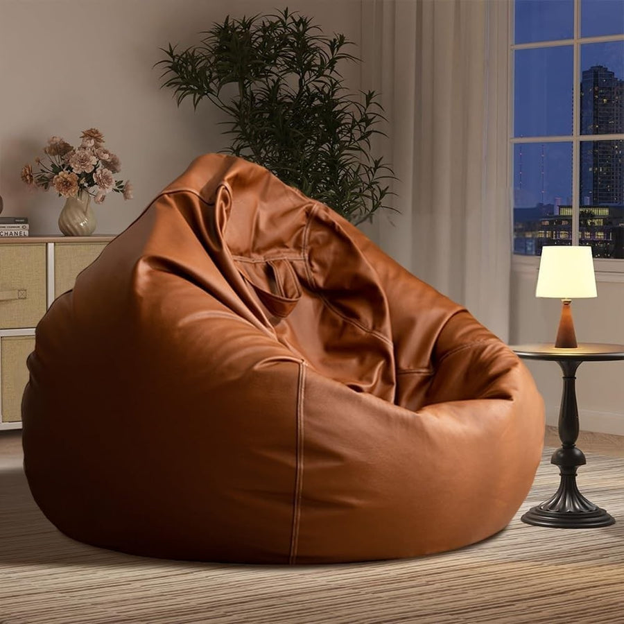 Luxury Faux Leather Bean Bag Cover | Soft, Durable, Easy-Clean Sofa Slipcover