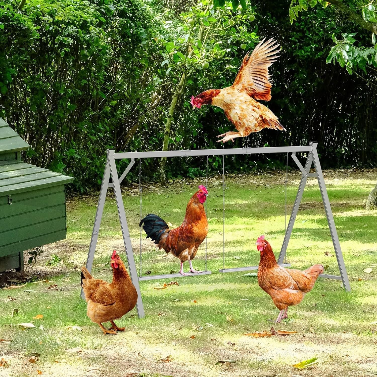 Chicken Roosting Bars Perch w 2 Swings 50x30x34in