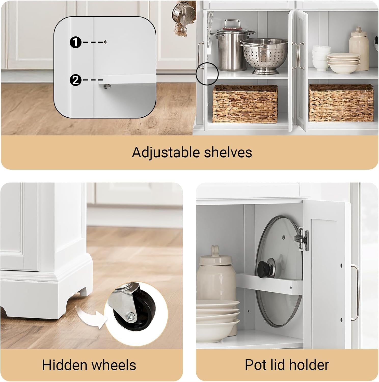 Kitchen Island Cart on Wheels Extendable Worktop Storage Cabinet Drawers