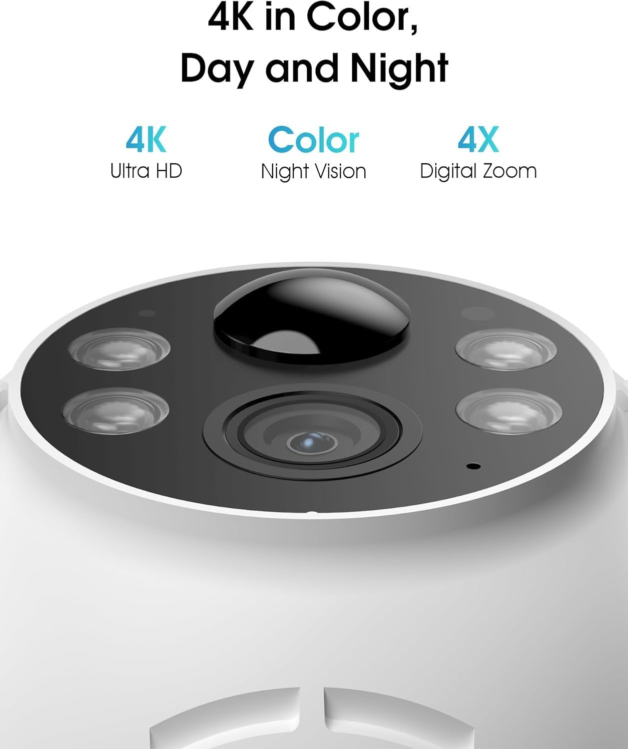 4K 8MP Solar Security Camera Outdoor 360° WiFi Color Night Vision
