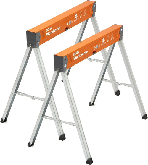 Heavy Duty Folding Saw Horses 2 Pack 2400lbs Pair Adjustable Legs Portable