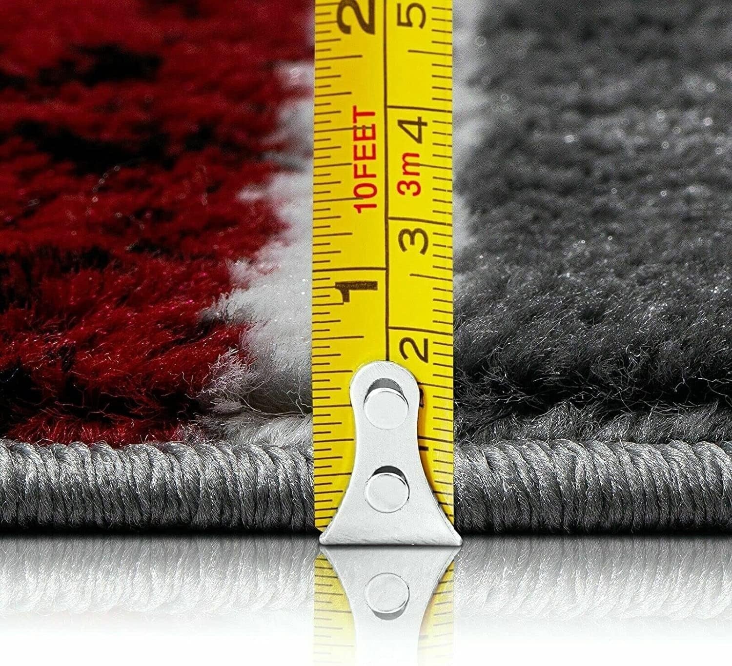 Soft Thick Pile Area Rug 6x9 Modern Red Grey Large Living Room Carpet
