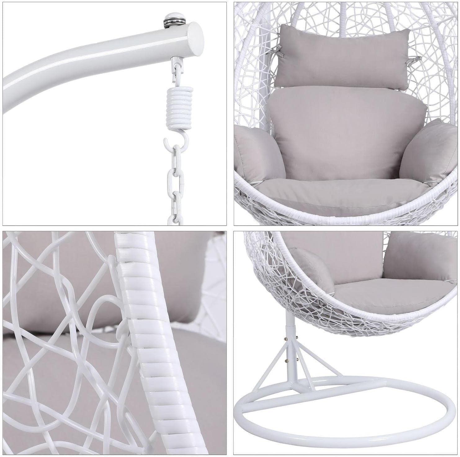 Modern Hanging Egg Chair with Soft Cushion | Rattan Swing for Garden