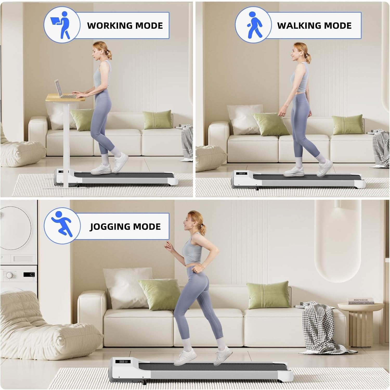 Under Desk Walking Pad Treadmill 6km/h App Control Quiet Home Office