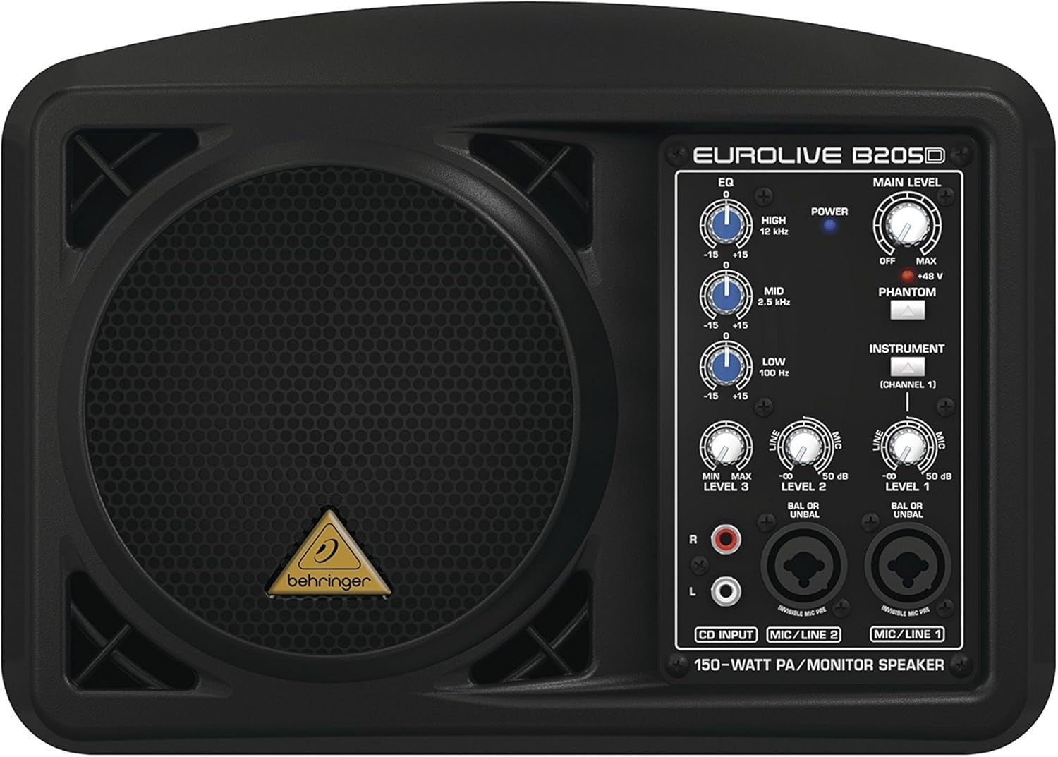 B205D 150W Active PA Monitor Speaker 5.25" Driver Mixer Phantom Power