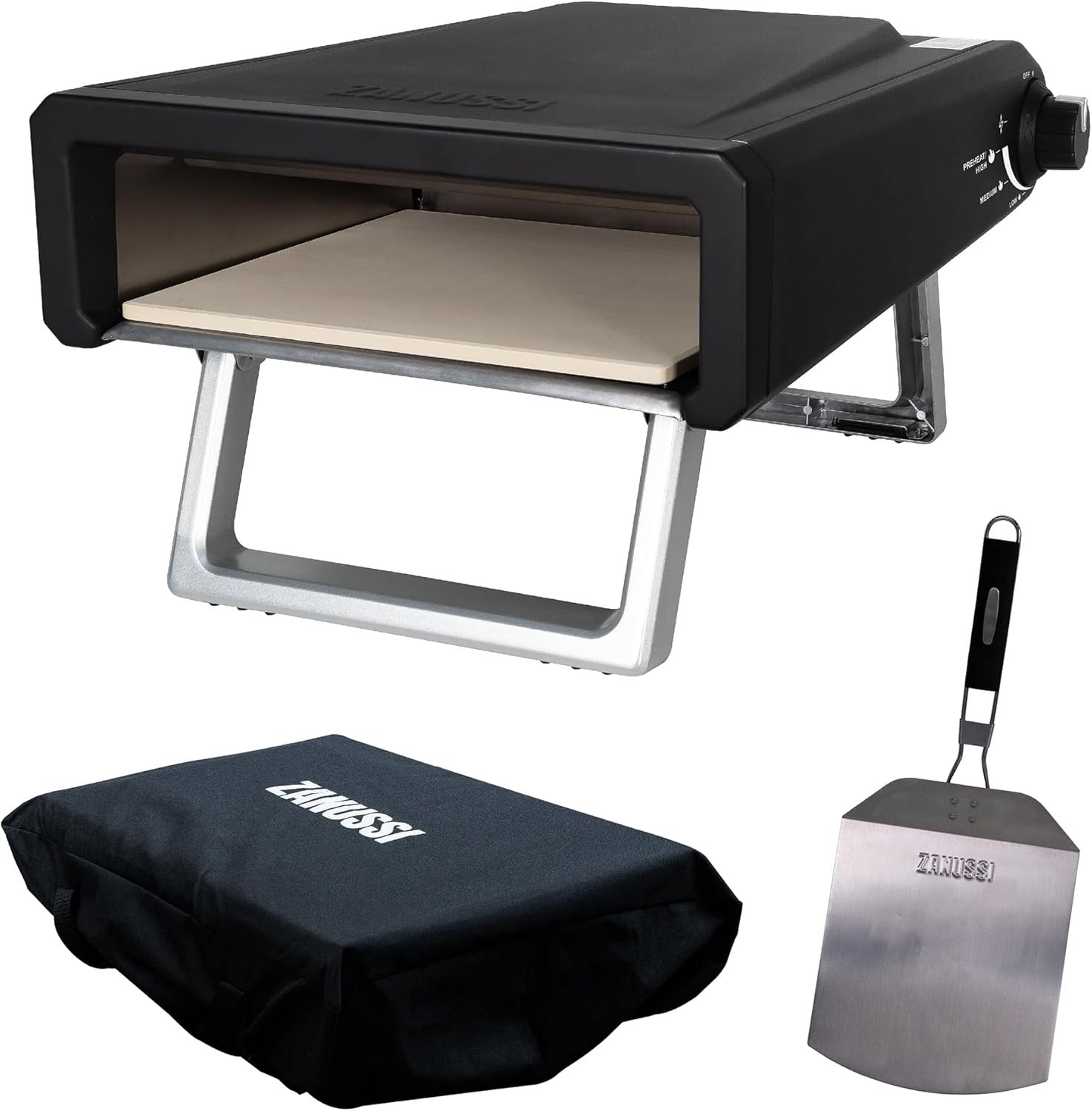 12" Gas Pizza Oven Outdoor BBQ Grill with Paddle & Waterproof Cover Black