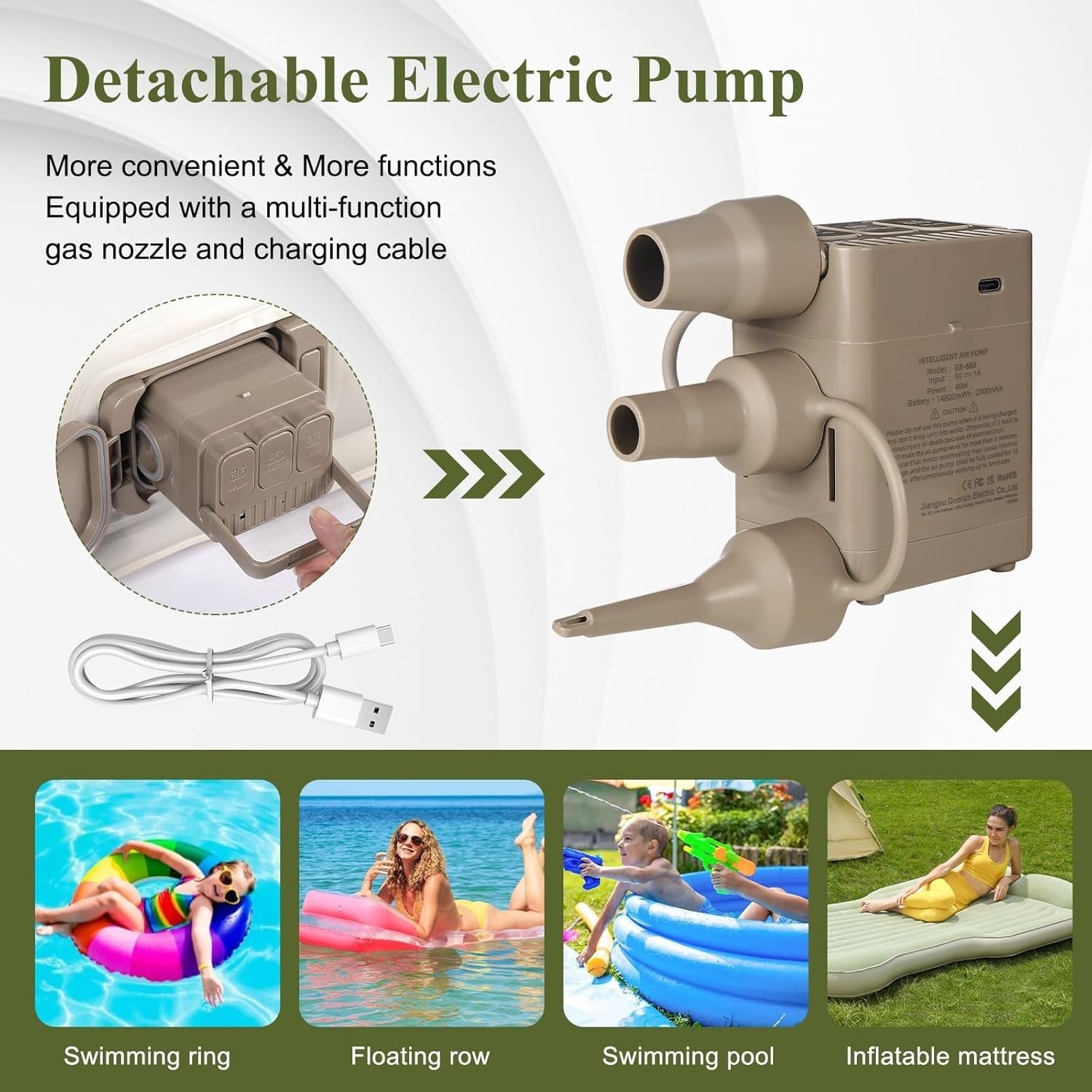 Inflatable SUV Air Mattress with Built-In Pump Thick Flocked Travel Bed