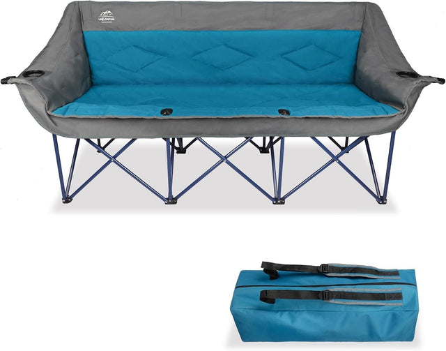 3 Seater Folding Camping Chair Sofa Heavy Duty Outdoor Loveseat BBQ