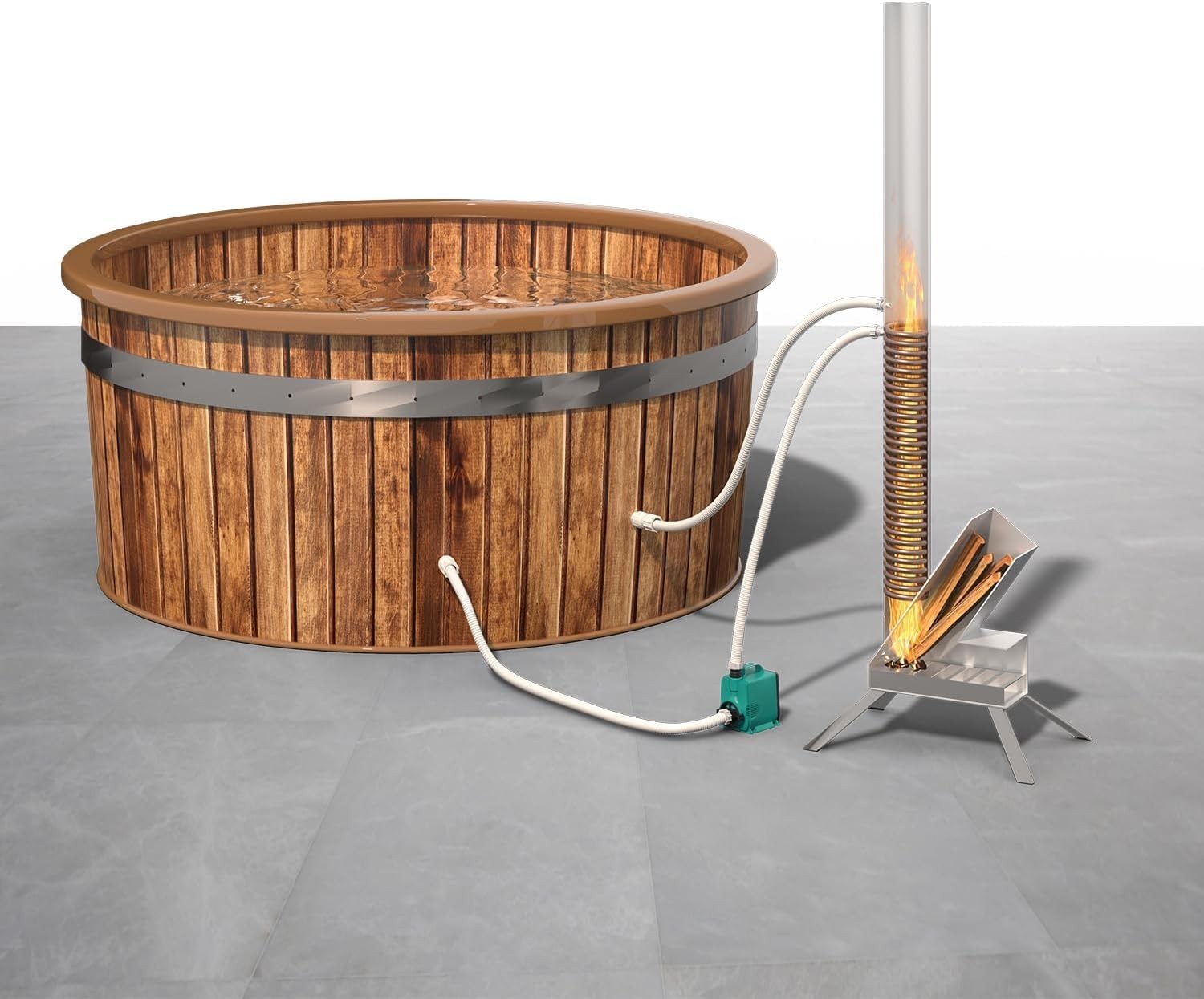 Wood Fired Pool Heater Outdoor Hot Tub Spa Heater Stainless Steel Coil