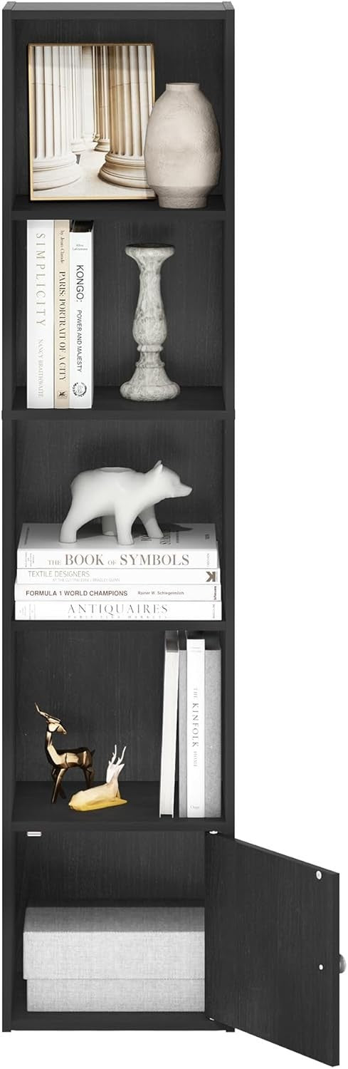 5-Tier Blackwood Bookshelf with Cabinet Storage Modern Display Shelf