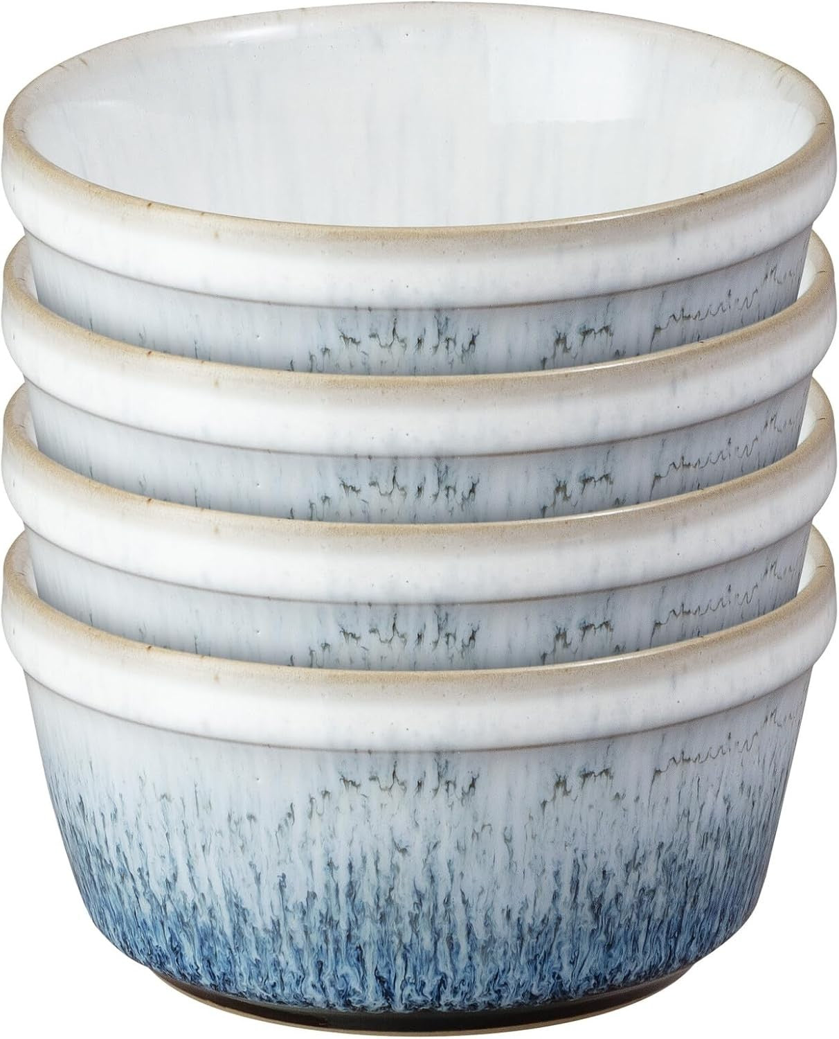 4 Pcs kiln Blue Stoneware Ramekins 170ml Oven Microwave Dishwasher Safe