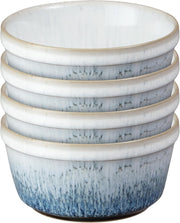 4 Pcs kiln Blue Stoneware Ramekins 170ml Oven Microwave Dishwasher Safe
