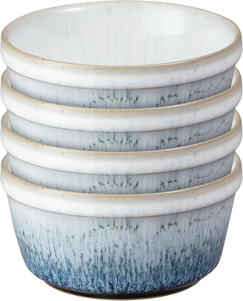 4 Pcs kiln Blue Stoneware Ramekins 170ml Oven Microwave Dishwasher Safe