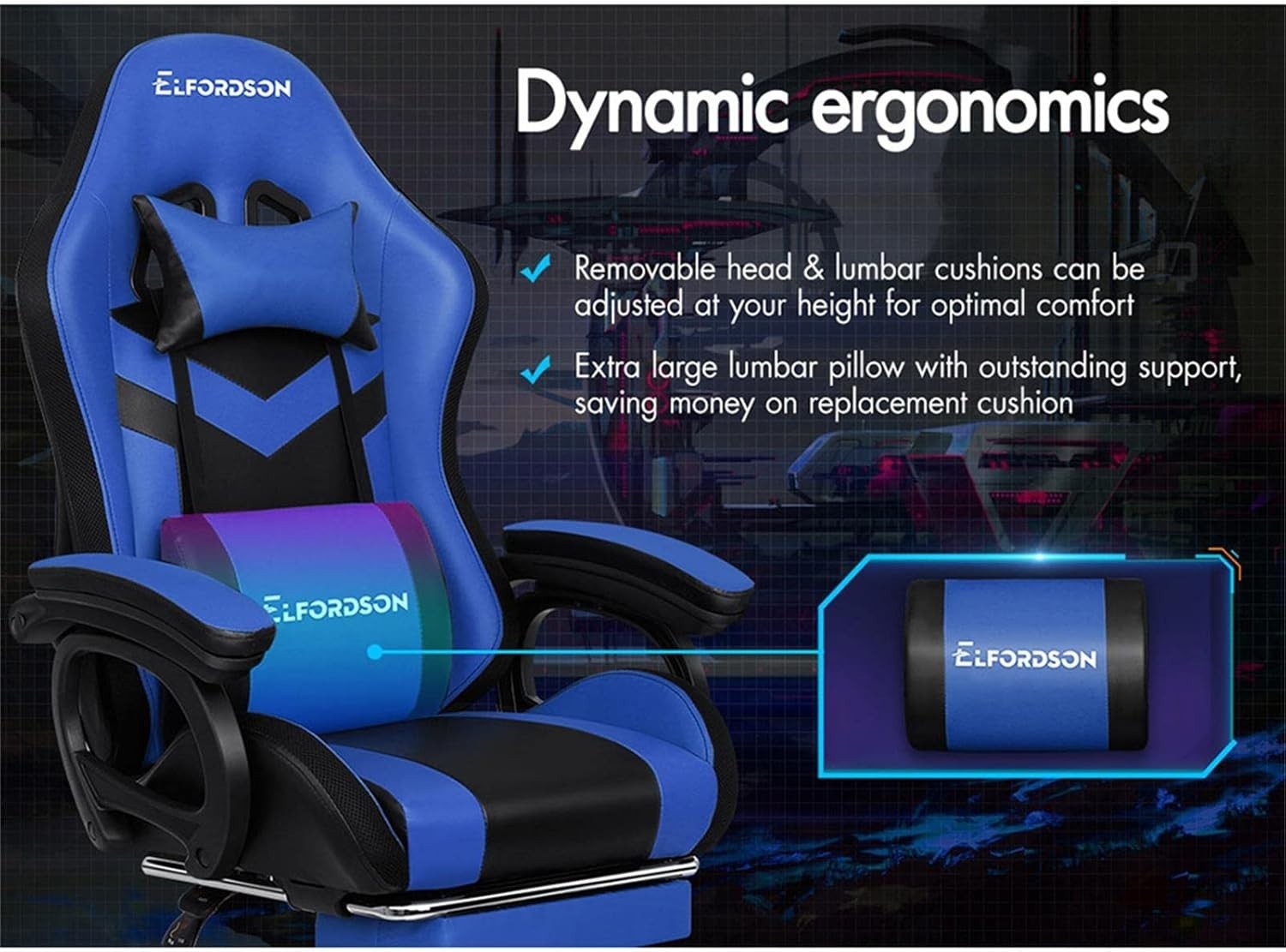 Gaming Chair Recliner Office Desk PC Chair RGB LED Light Massage PU Leather