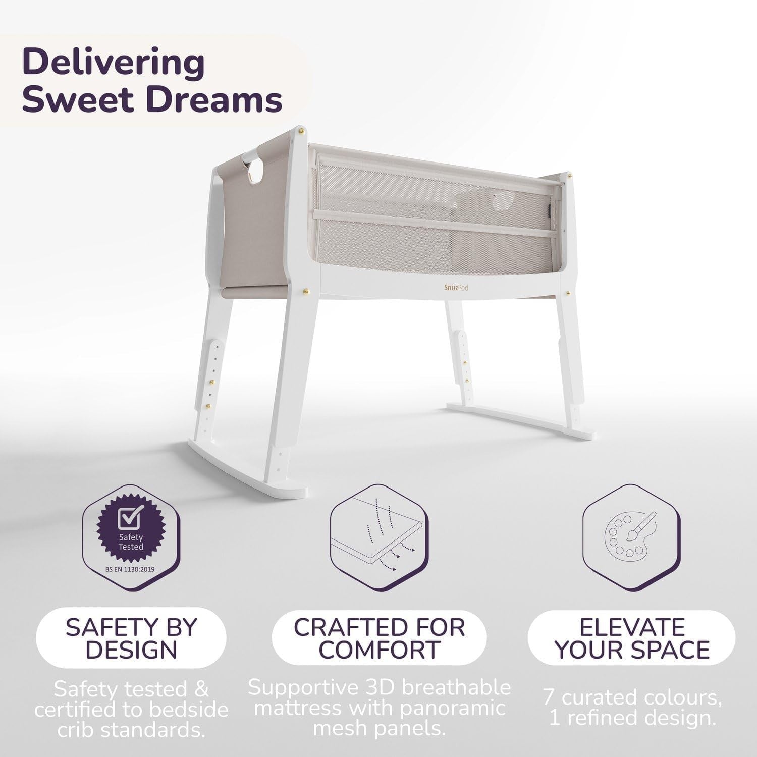 Next to Me Baby Crib Bedside Cot w/ Mattress Wheels 6 Height Adjustable Paris