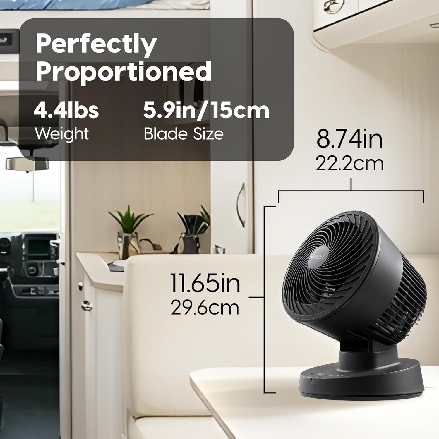 6-Inch Oscillating Desk Fan Black – Quiet Turbo Air Circulator w/ Remote & Tilt