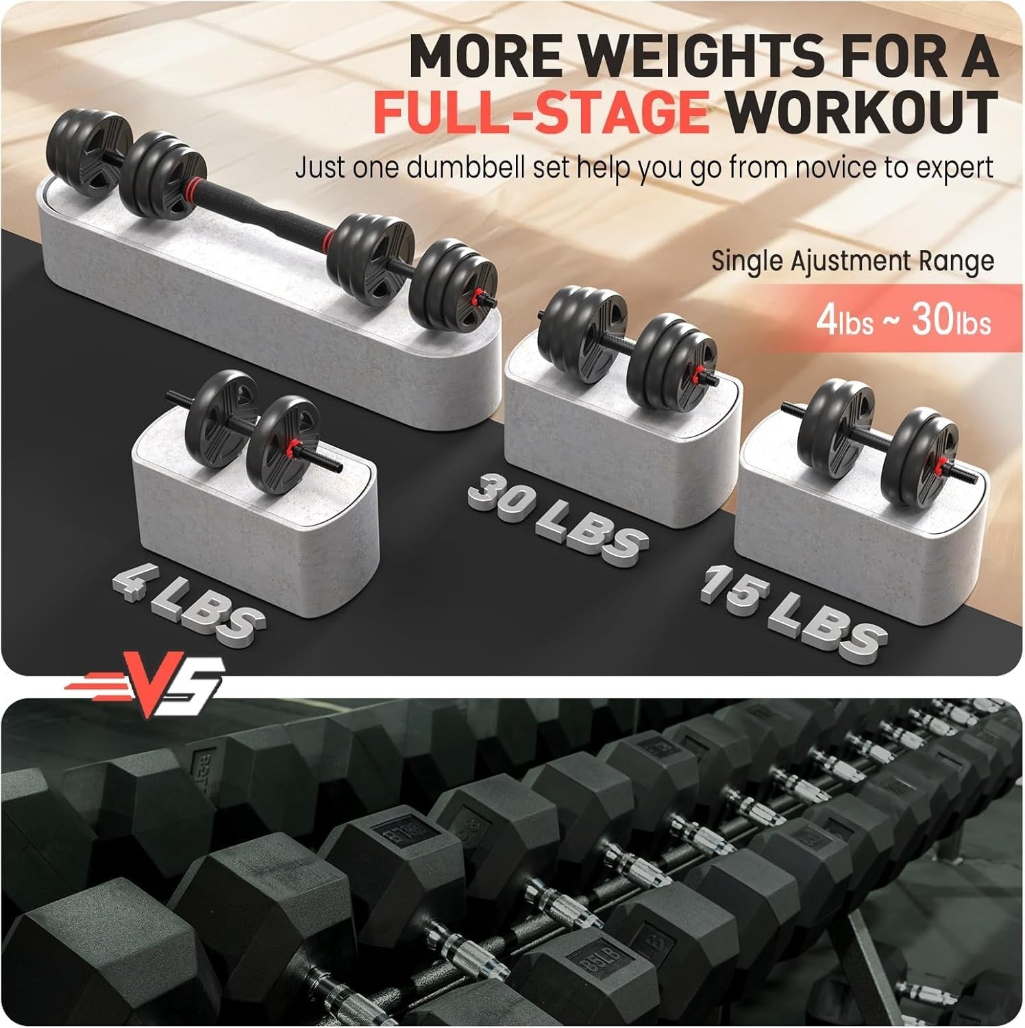 60LB Adjustable Dumbbells Set 2 in 1 Barbell Connector Home Gym