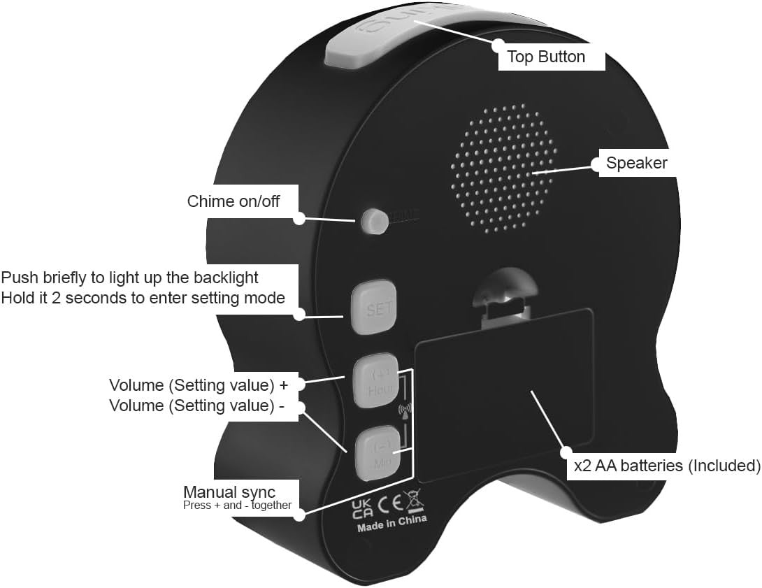 Talking Alarm Clock Large Numbers Voice Announce Time Snooze Gunmetal