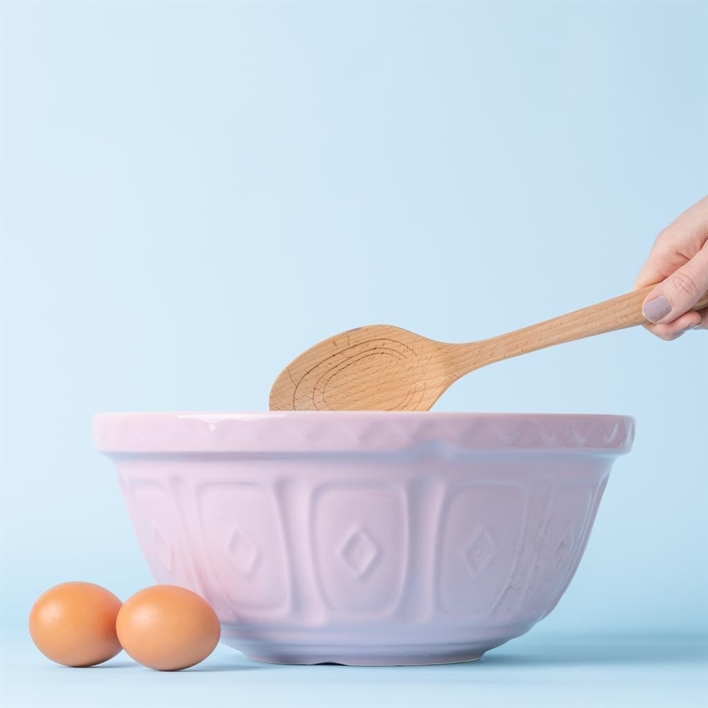 Pink Ceramic Mixing Bowl 4L Earthenware Baking Bowl
