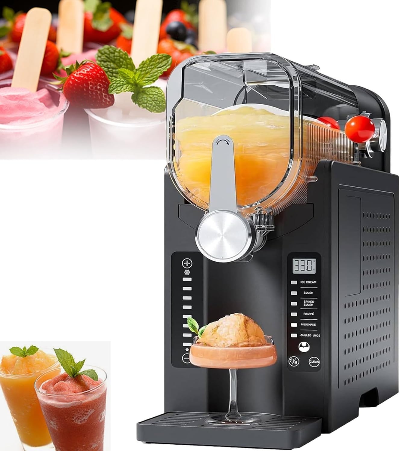Slush Machine No Ice Needed 1.5L Frozen Drink Maker Auto Clean Display