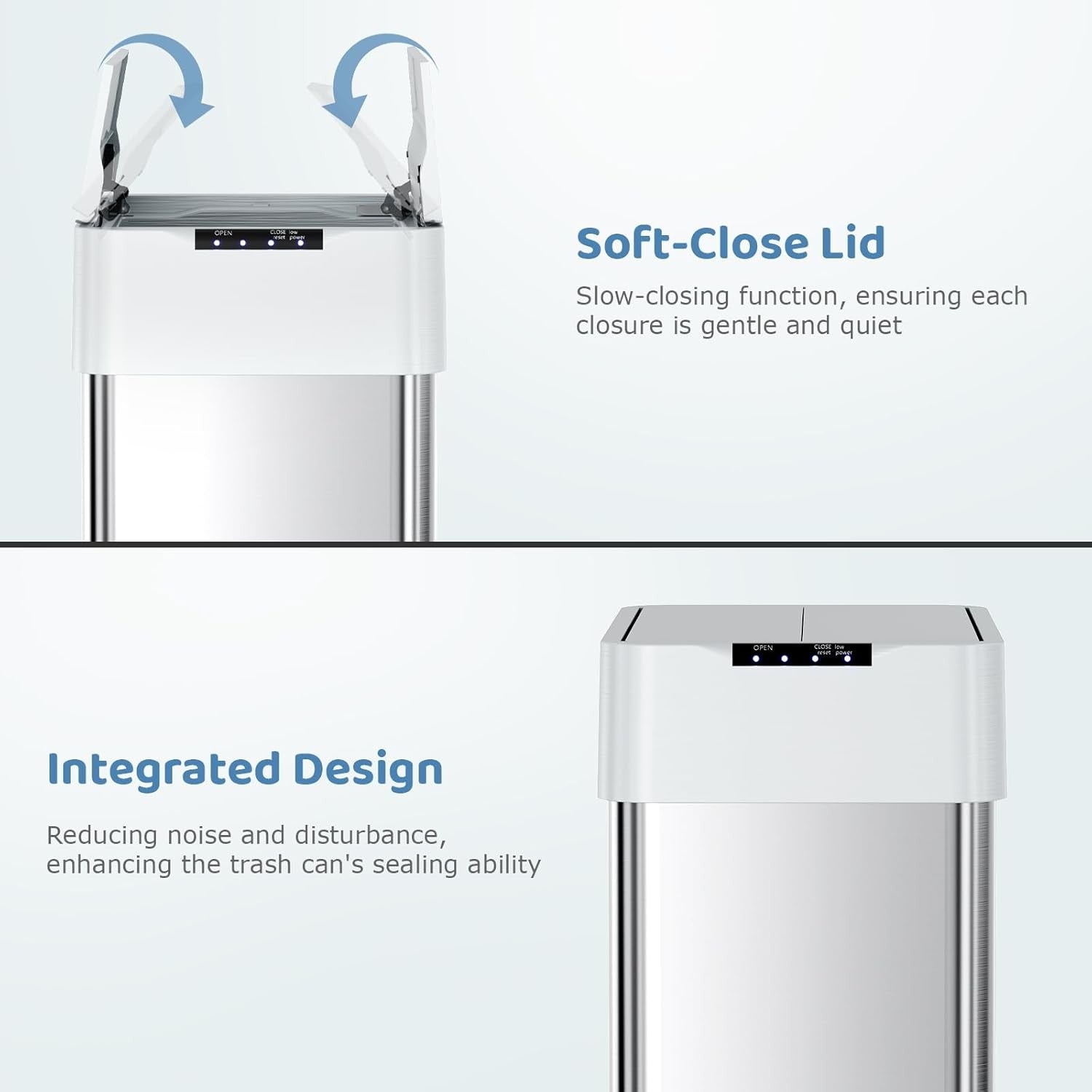 50L Touchless Kitchen Bin | Automatic Sensor Trash Can Silver