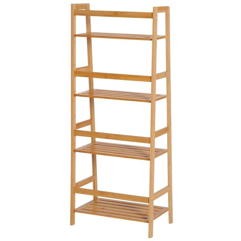 Bamboo 4-Tier Ladder Shelf Bookcase Display Rack for Plants, Towels, Books