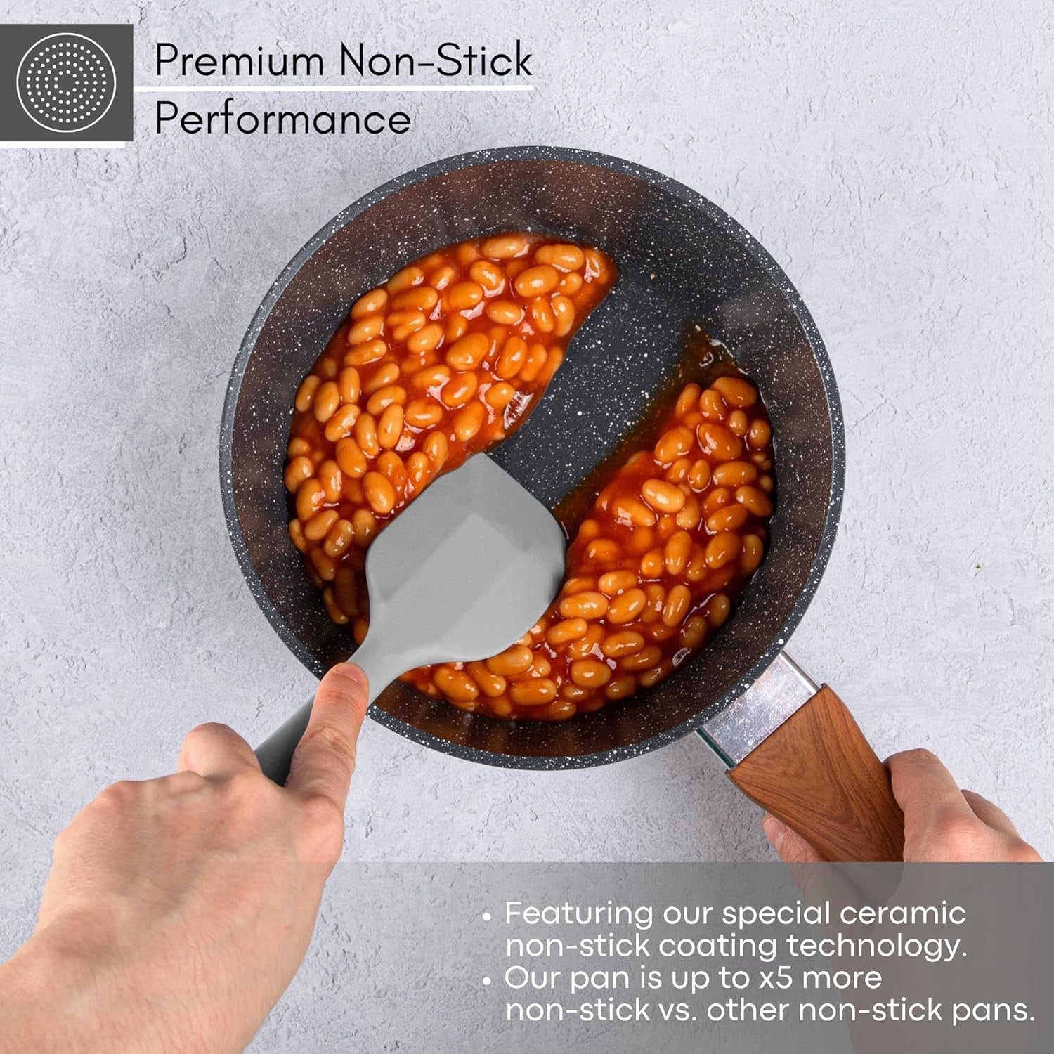 16cm Non-Stick Marble Saucepan with Glass Lid Induction & Gas Ready