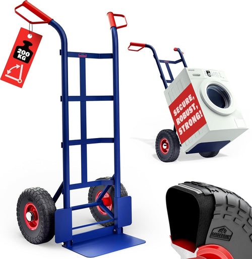 Foldable 200kg Sack Barrow w/ Pneumatic Tyres & Large Shovel Hand Truck Blue