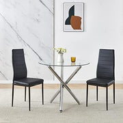 Round Glass Dining Table 90cm Clear Chrome Legs 8mm Tempered Modern