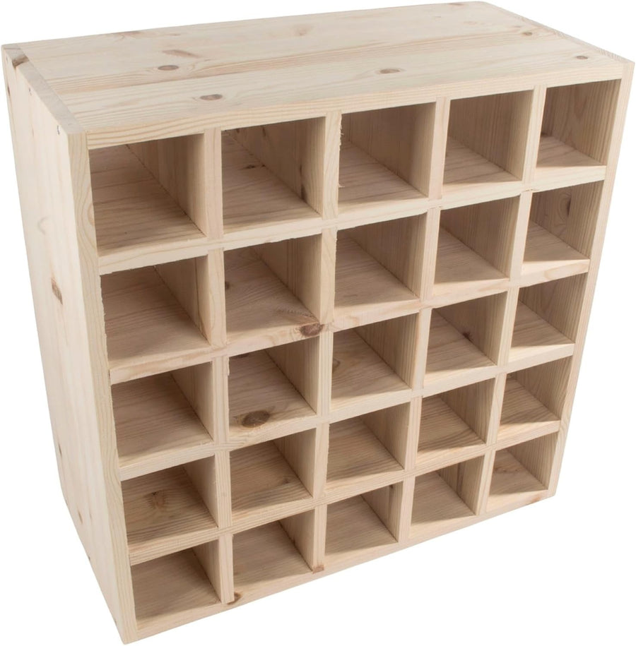 Solid Pine Wine Rack 25 Bottle Storage Free Standing Rustic Display Unit