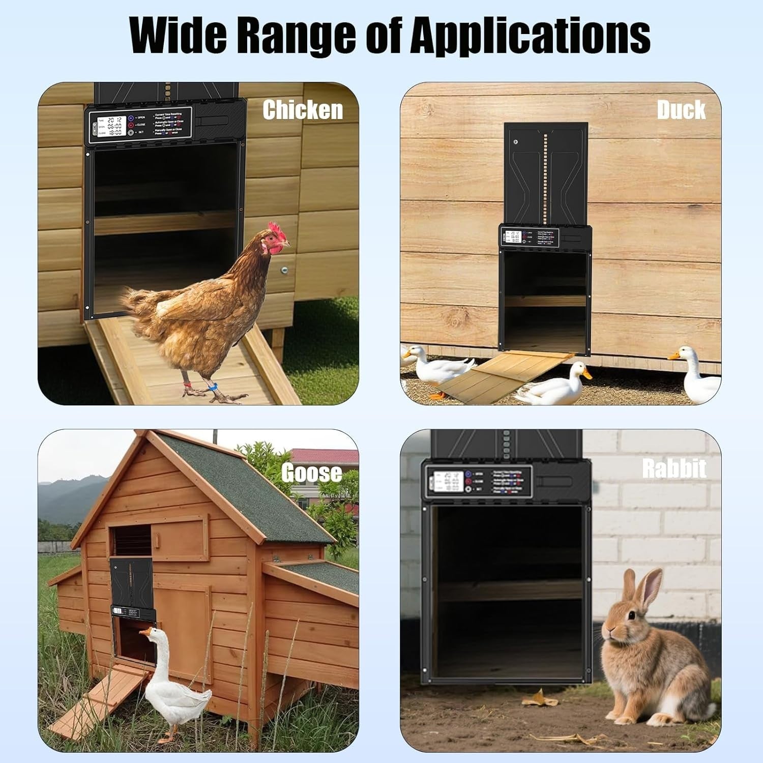 Automatic Solar Chicken Coop Door Opener Remote LCD Anti Pinch Waterproof