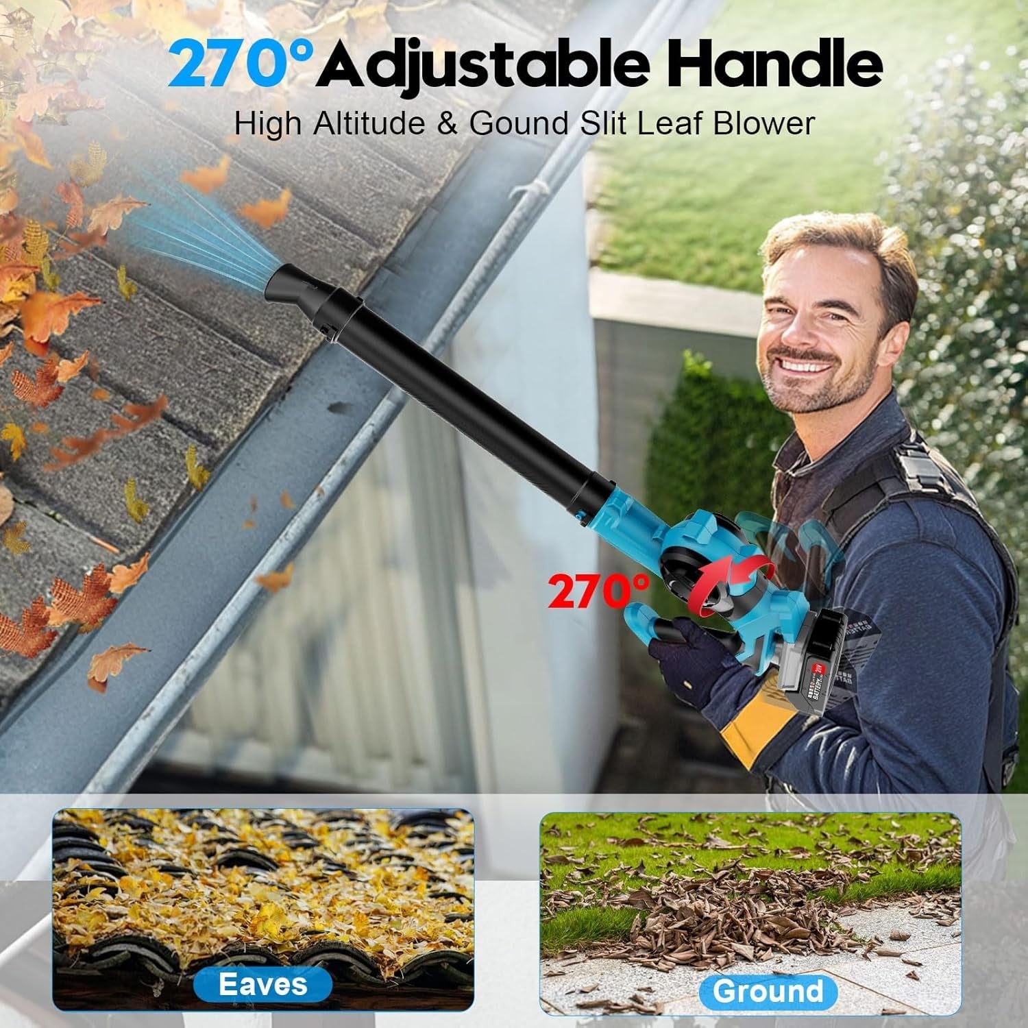 Cordless Leaf Blower 21V Dual Batteries Turbo Boost 3 Speed Handheld