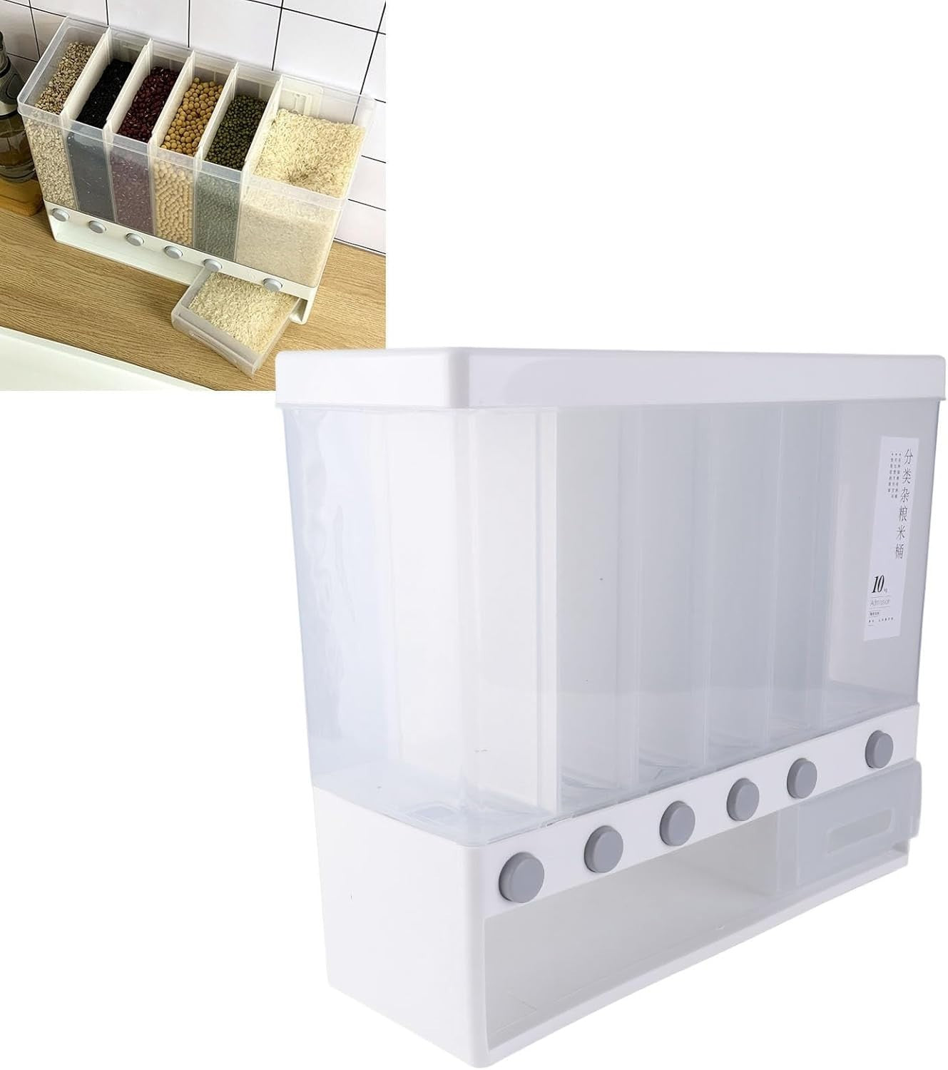 Wall Mounted Rice Dispenser Airtight Grain Storage Box 40cm