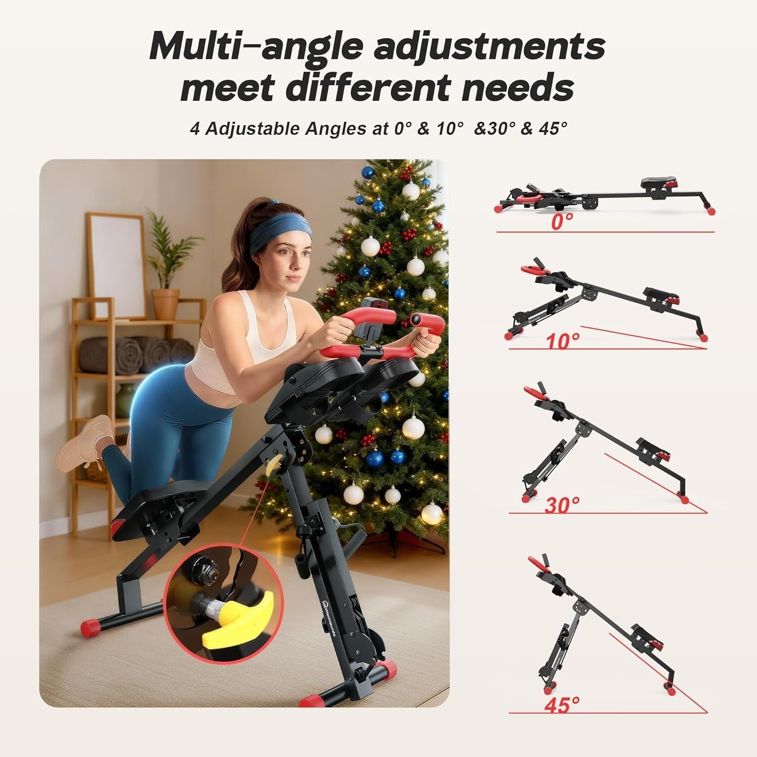 4 in 1 Foldable Rowing Machine Ab Trainer w LCD Adjustable Home Gym