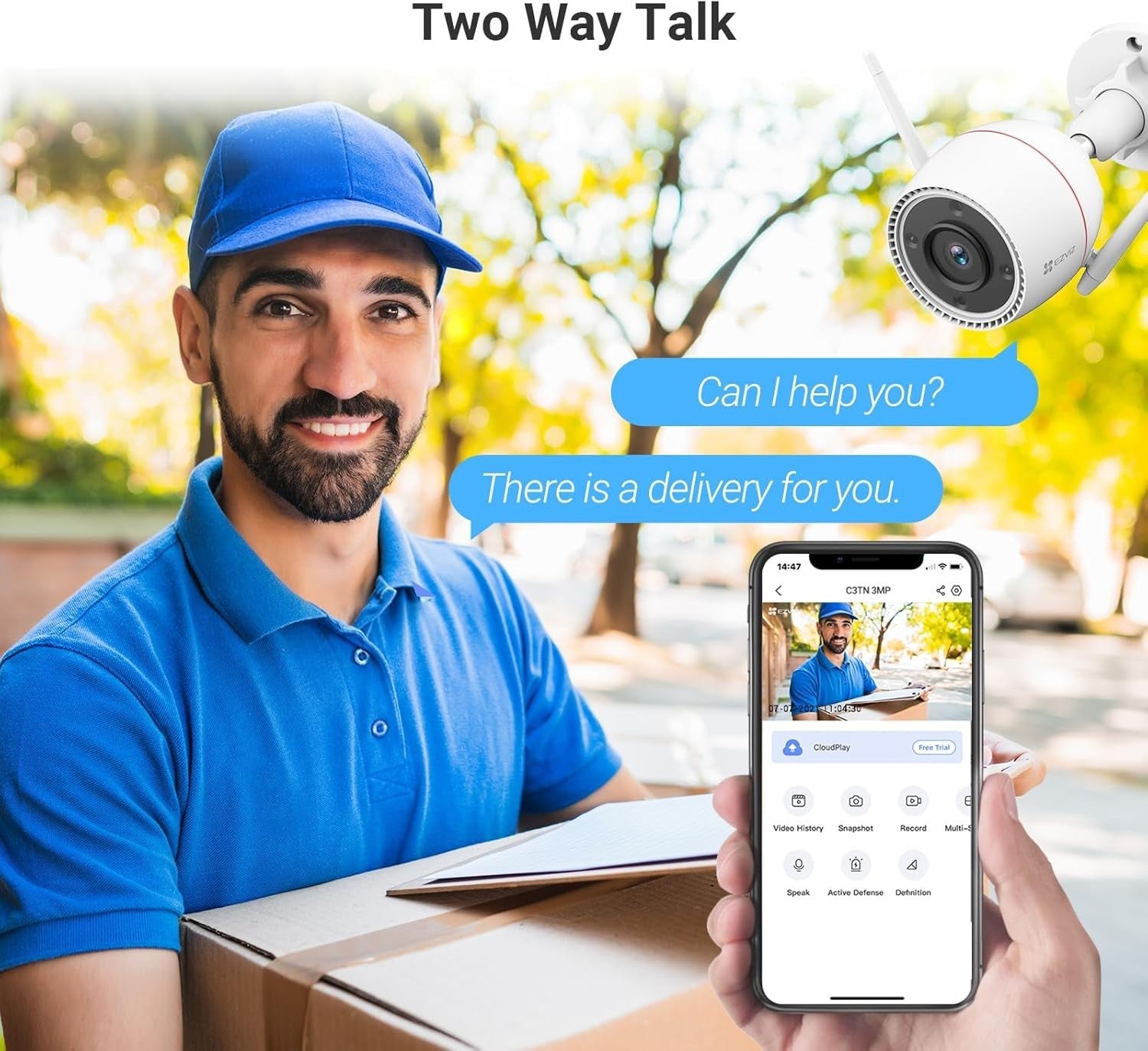 2K Outdoor Security Camera WiFi AI Human Detection Color Night Vision