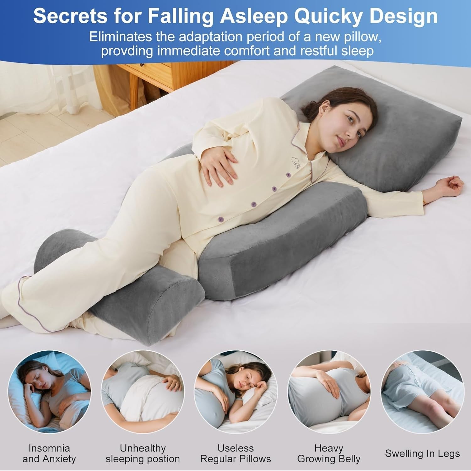 Pregnancy Pillow Modular Full Body & Leg Support 3 in 1 Side Sleeping