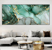 Large Green Gold Marble Canvas Wall Art 120x60cm Modern Abstract