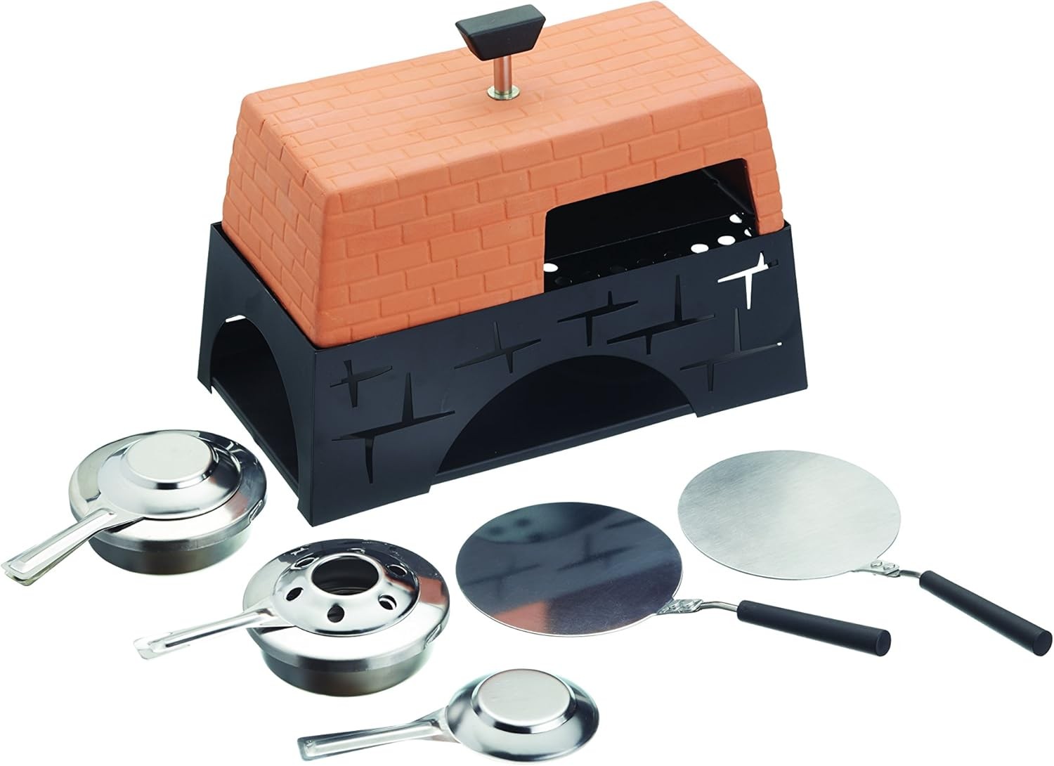 Mini Tabletop Pizza Oven | Terracotta & Metal Cooker for Garlic Bread